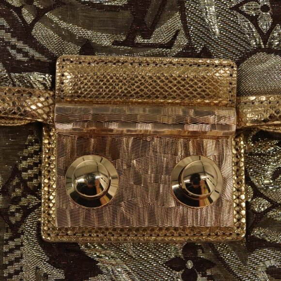 LOUIS VUITTON Monogram Brocade Tari Clutch Bag Gold M93142 LV Auth 106316S - Picture 7 of 14